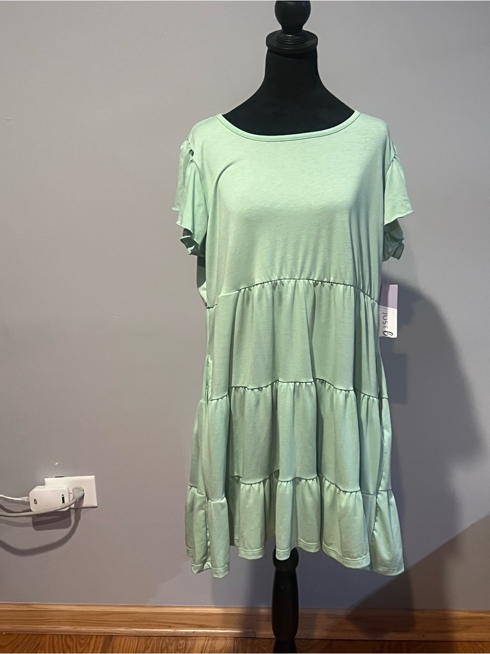 Just Be Light Mint Tiered Short Sleeve Dress